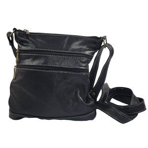 Genuine Leather Crossbody bag. Handcrafted. Black. Trip bag.